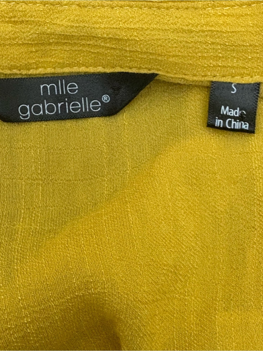 Mlle Gabrielle Mustard Yellow Textured Button Front Shirt Dress | Size S - Picture 7 of 8